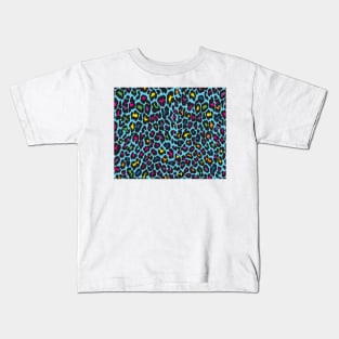 Rainbow Cheetah on Turquoise Kids T-Shirt